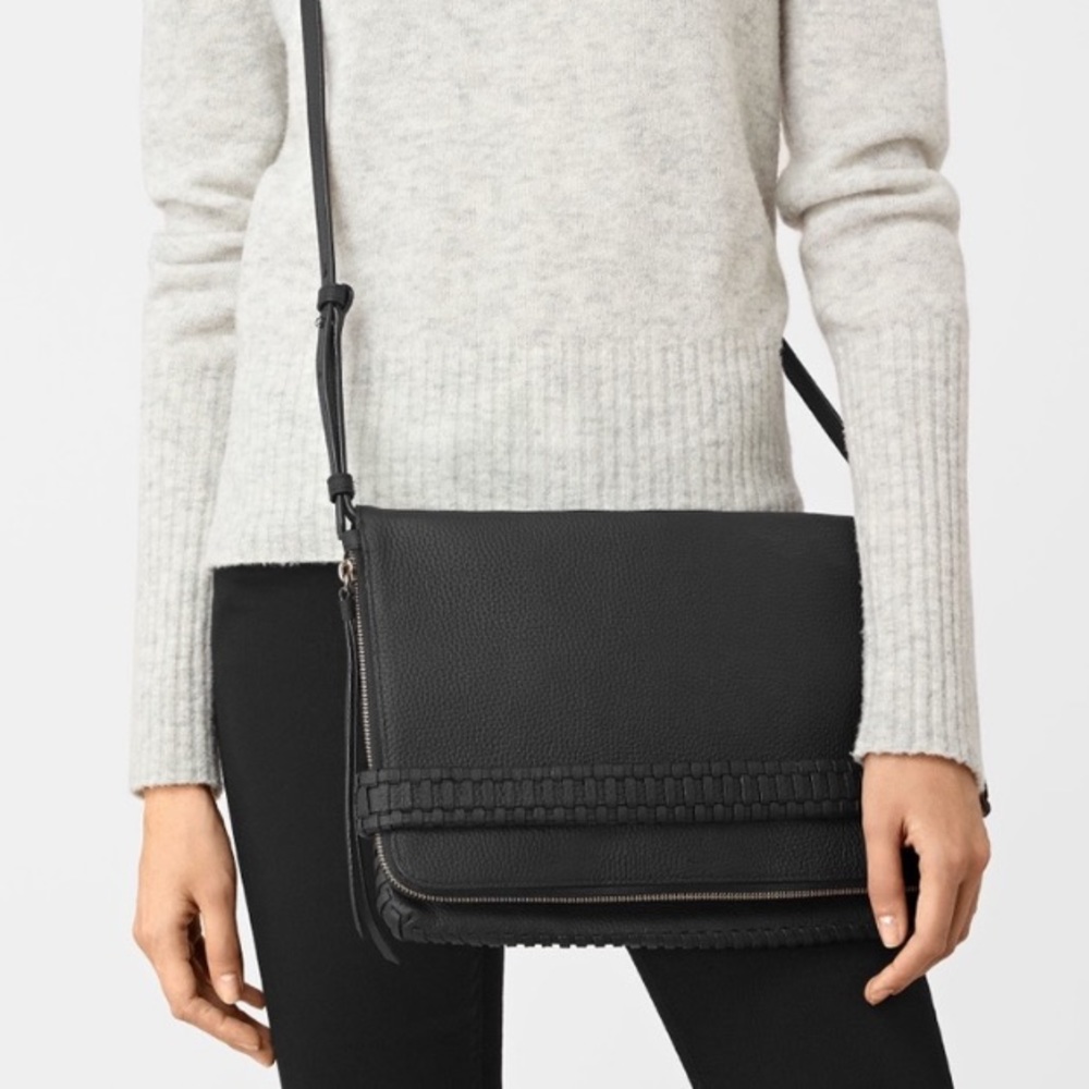 All Saints Large Black Convertible Shoulder handbag